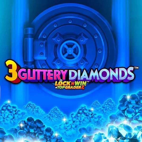 3 Glittery Diamonds slot logo by PearFiction Studios at Bassbet Casino